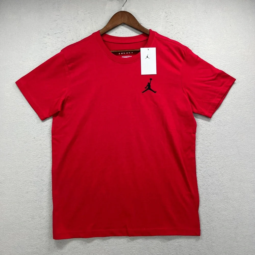 Jordan T-Shirt Mens Medium Red Jumpman Short Sleeve Basic Classic Tee Activewear